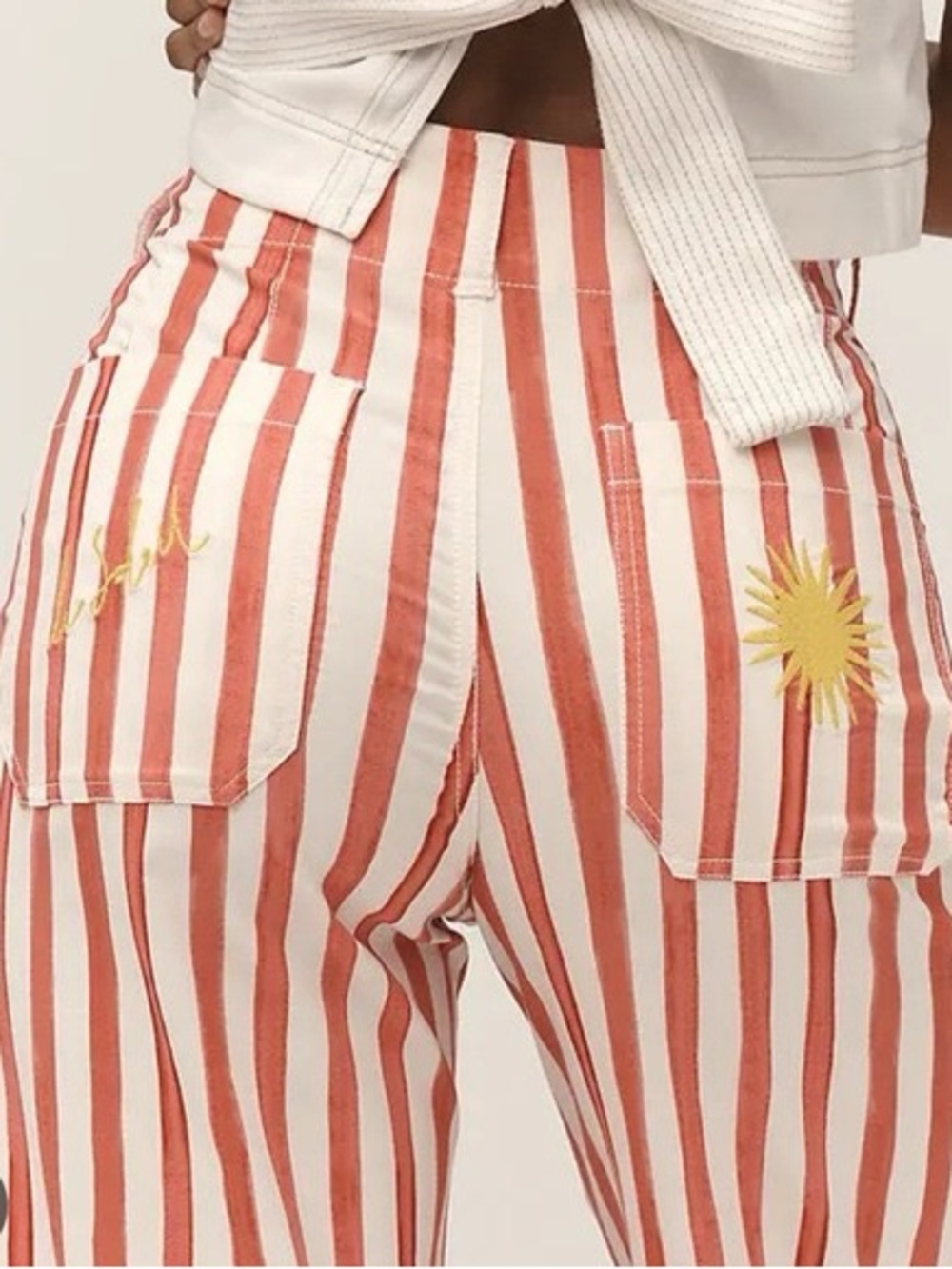 Anthropologie Illustrated Red Striped Sun  ☀️ Le Soleil pants size 29 Colette